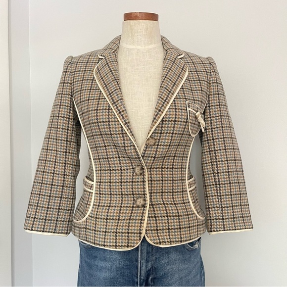 Y2K Vintage Juicy Couture Plaid Wool Blazer size Small deadstock - Picture 1 of 11